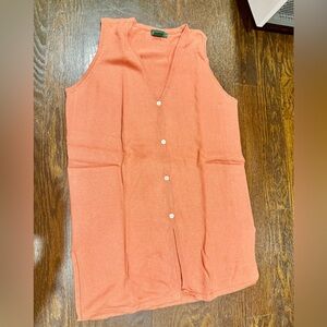 J. Crew Sz Small Coral Silk-Cashmere Button Up Cardigan Vest
